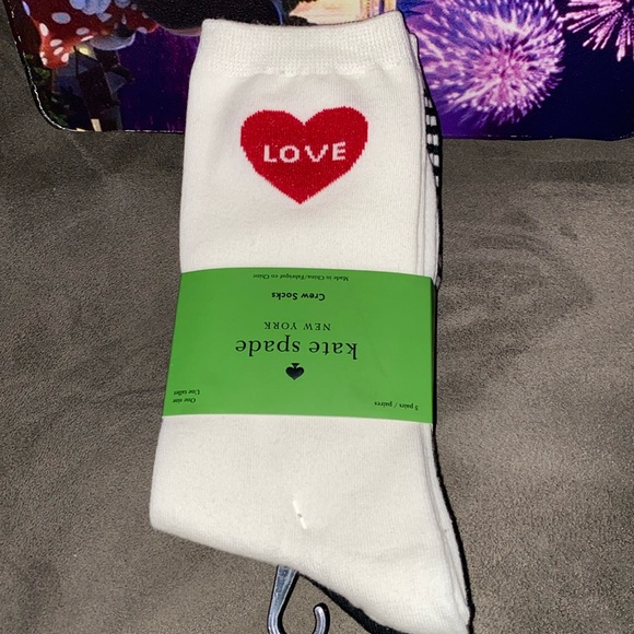 kate spade Accessories - kate spade Crew Socks - White with Red Heart